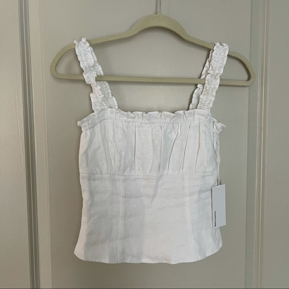 NWT Reformation Candella Ruffle Strap Top White Size 0 Sold out Everywhere - Picture 4 of 10